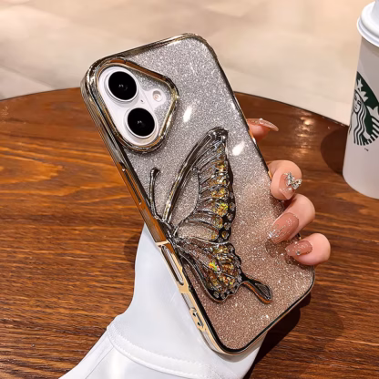 Apple Iphone 16 Plus 3D Butterfly silikoonkaitse kuldne