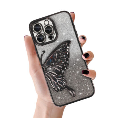 Apple Iphone 16 Pro 3D Butterfly silikoonkaitse must - Image 2
