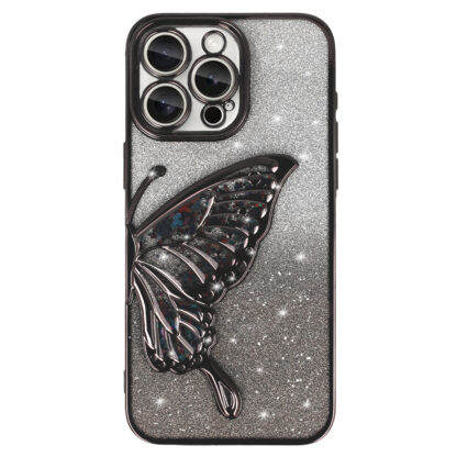 Apple Iphone 16 Pro 3D Butterfly silikoonkaitse must