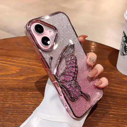 Apple Iphone 16 Plus 3D Butterfly silikoonkaitse roosa