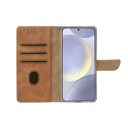 Samsung S25 Ultra (5G) / S938 Fancy Leather kaitsekott helepruun - Image 3