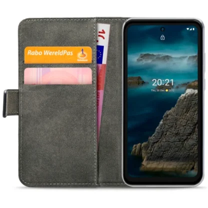 Nokia XR20 (5G) Täisnahast Book kaitsekott must - Image 3