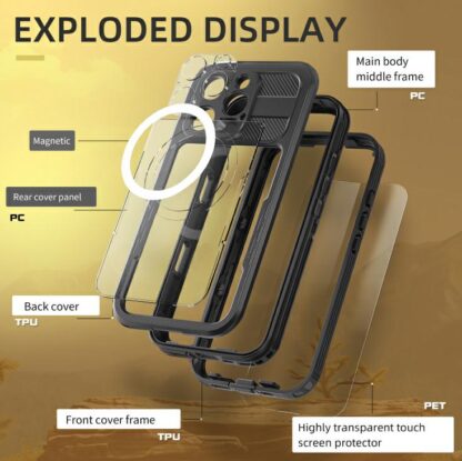 Apple Iphone 16 Pro Waterproof Magsafe veekindel ümbris must - Image 4
