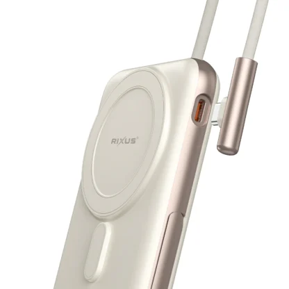 Rixus RXPB29 Magsafe akupank 10000maH siseehitatud Type-C juhtmega RoseGold - Image 2