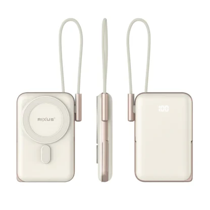 Rixus RXPB29 Magsafe akupank 10000maH siseehitatud Type-C juhtmega RoseGold - Image 3