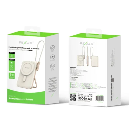 Rixus RXPB29 Magsafe akupank 10000maH siseehitatud Type-C juhtmega RoseGold - Image 4