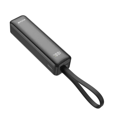 Rixus RXPB03B akupank 5000maH sisseehitatud Type-C juhtmega must - Image 2