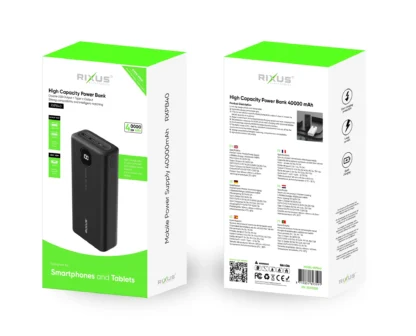 Rixus RXPB40 Quick Charging (USB-A / USB-C) akupank 40000maH digitaalse ekraaniga - Image 4
