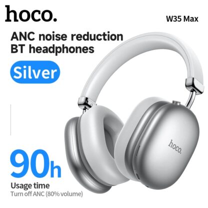 Hoco W35 MAX Bluetooth / ANC / Hi-Fi / 90H muusikat / juhtmevabad klapid / hõbedased - Image 3