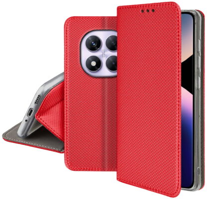 Xiaomi Redmi Note 14 Pro (5G) / Redmi Note 14 Pro Plus (5G) / Poco X7 (5G) Smart Magnet kaitsekott punane