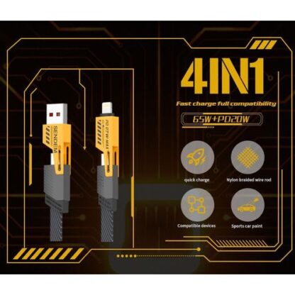 Sendem M84 4in1 USB-laadimiskaabel / PD27W / 65W / 1 meetrine - Image 2