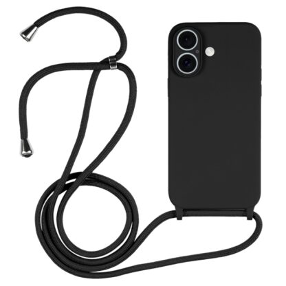 Apple Iphone 16 Crossbody silikoonkaitse must