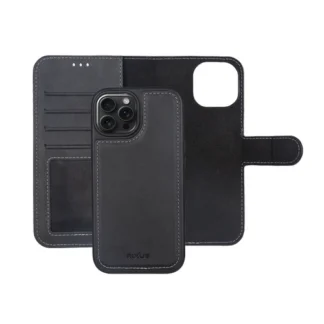 Apple Iphone 16 Pro Max LeatherDuo 2in1 kaitsekott+silikoontagus must