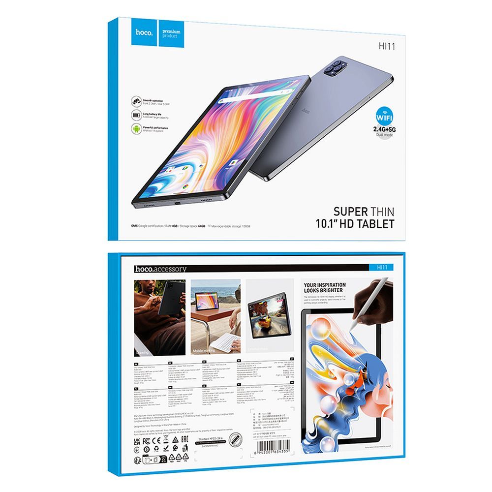 Uus Hoco HI11 tahvelarvuti / 10,1" / 4GB / 64GB RAM / Wi-Fi / Android 14 / Deep Space Grey - Image 2