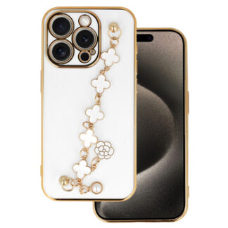 Apple Iphone 15 Pro FlowerChain silikoonkaitse valge