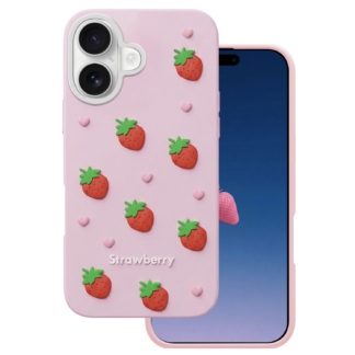 Apple Iphone 17 3D Strawberry silikoonkaitse roosa