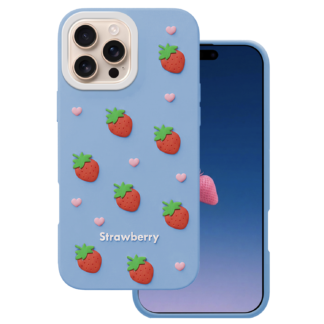 Apple Iphone 16 Pro Max 3D Strawberry silikoonkaitse sinine