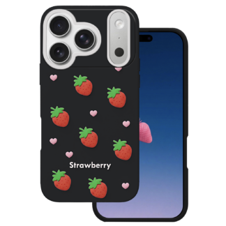 Apple Iphone 17 Pro Max 3D Strawberry silikoonkaitse must