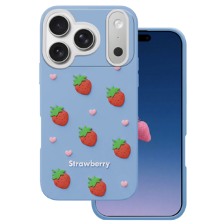 Apple Iphone 17 Pro Max 3D Strawberry silikoonkaitse sinine