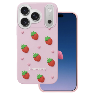 Apple Iphone 17 Pro Max 3D Strawberry silikoonkaitse roosa