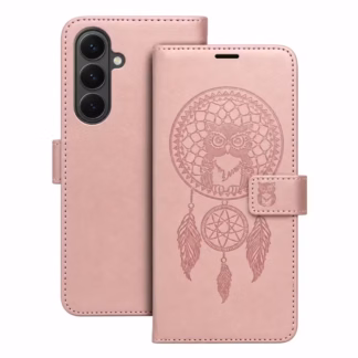Samsung A57 (5G) / A576 Leather Owl kaitsekott roosakas-kuldne