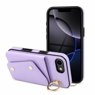 Apple Iphone 16e / Iphone 17e Leather Wallet Ring silikoonkaitse lilla