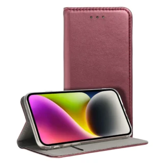 Xiaomi Redmi Note 15 Pro (4G) / Redmi Note 15 Pro (5G) Leather Magnet kaitsekott veinipunane