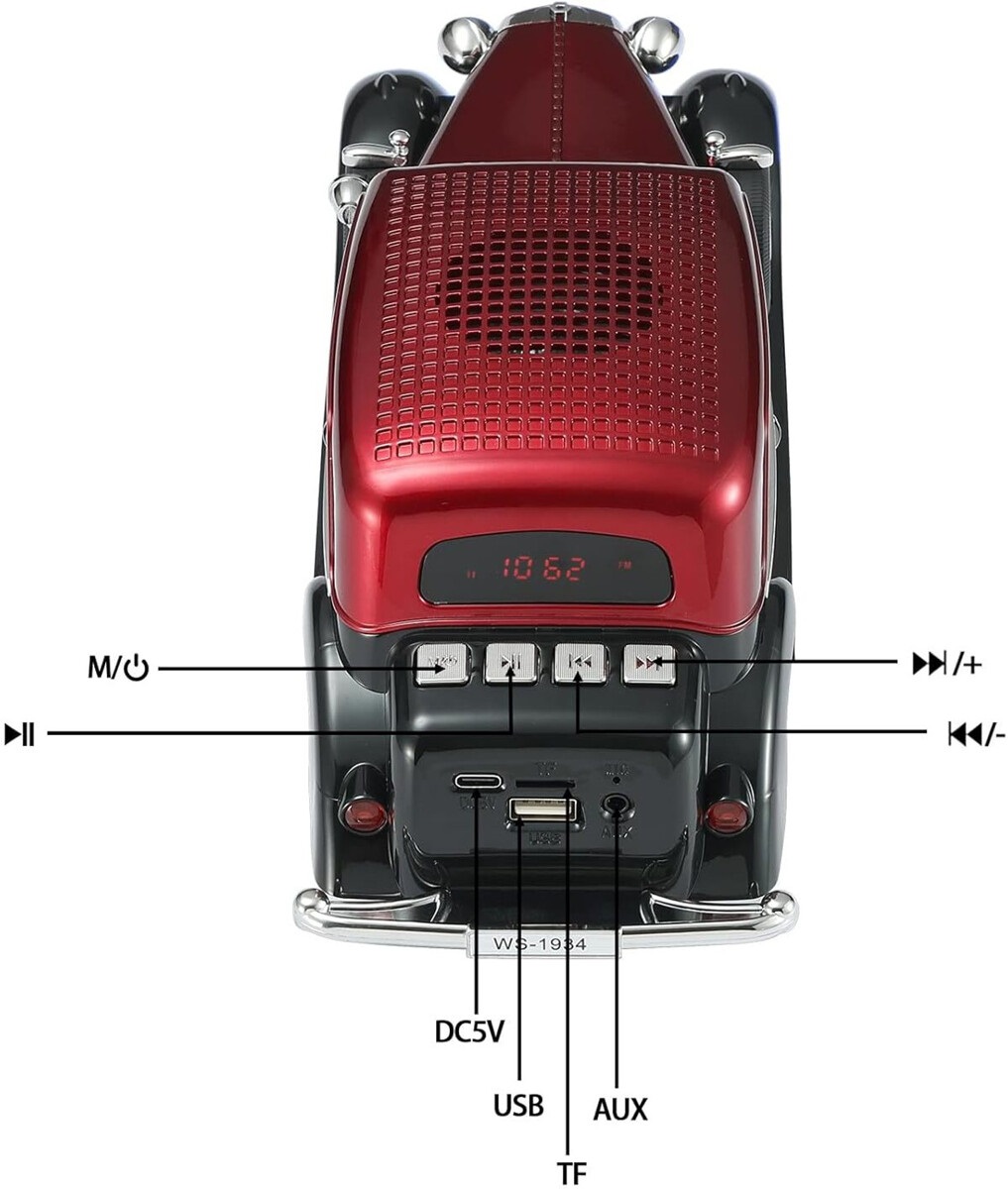 Wster Limousine WS-1934 Bluetooth kõlar / 10W / must-punane - Image 2