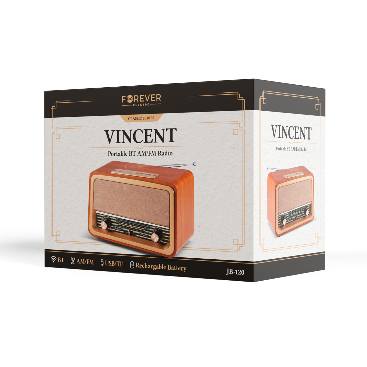 Forever Vincent JB-120 Bluetooth kõlar / FM-Raadio / TF-Card / 5W / pruun / KOHE OLEMAS! (kopeeri) - Image 3