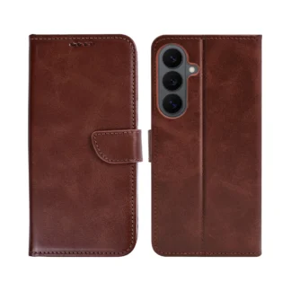 Samsung S23 (5G) / S911 Fancy Leather kaitsekott tumepruun