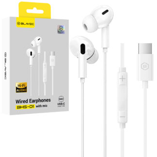 Blavec BHS-01 Type-C / USB-C otsaga juhtmega handsfree valge