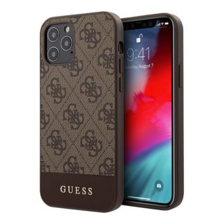 Apple iPhone 12 / 12 Pro Guess Stripe Collection Brown silikoonkaitse