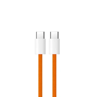 Apple Iphone 15/16/17/18 seeria USB-C / USB-C laadimiskaabel topeltrüüga / 60W / 100cm / Woven Orange