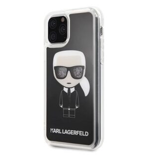 Apple iPhone 11 Pro Max Karl Lagerfeld Liquid Glitter silikoonkaitse must
