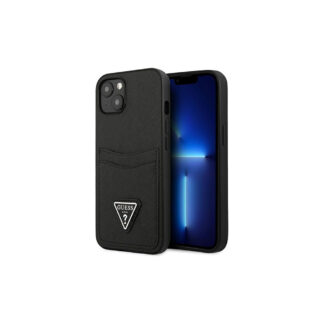 Apple iPhone 13 / 14 / 15 Guess Saffiano Triangle silikoonkaitse kaarditaskutega