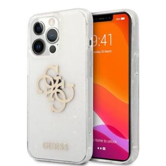Apple Iphone 13 / 13 Pro / 14 Guess Transparent Glitter Big Logo silikoontagus