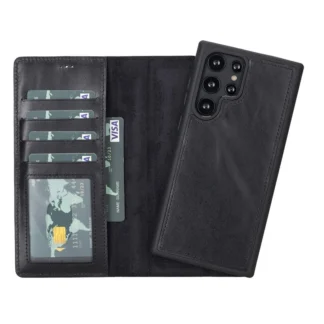 Samsung S26 Ultra / S948 LeatherDuo 2in1 kaitsekott + Magsafe silikoontagus must