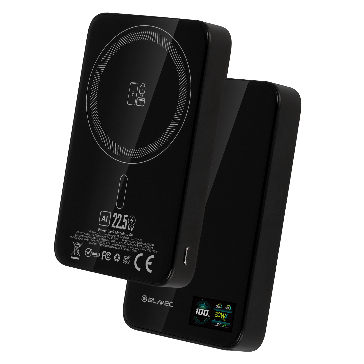 Blavec 3in1 Magsafe akupank BJ-04 / 10000 maH / Qi2 / 22,5W / must - Image 2